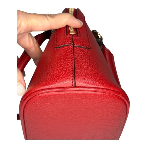 Gucci Red Leather Dome Satchel Crossbody Bag w Strap & Dust Bag | Excellent - Picture 6 of 14